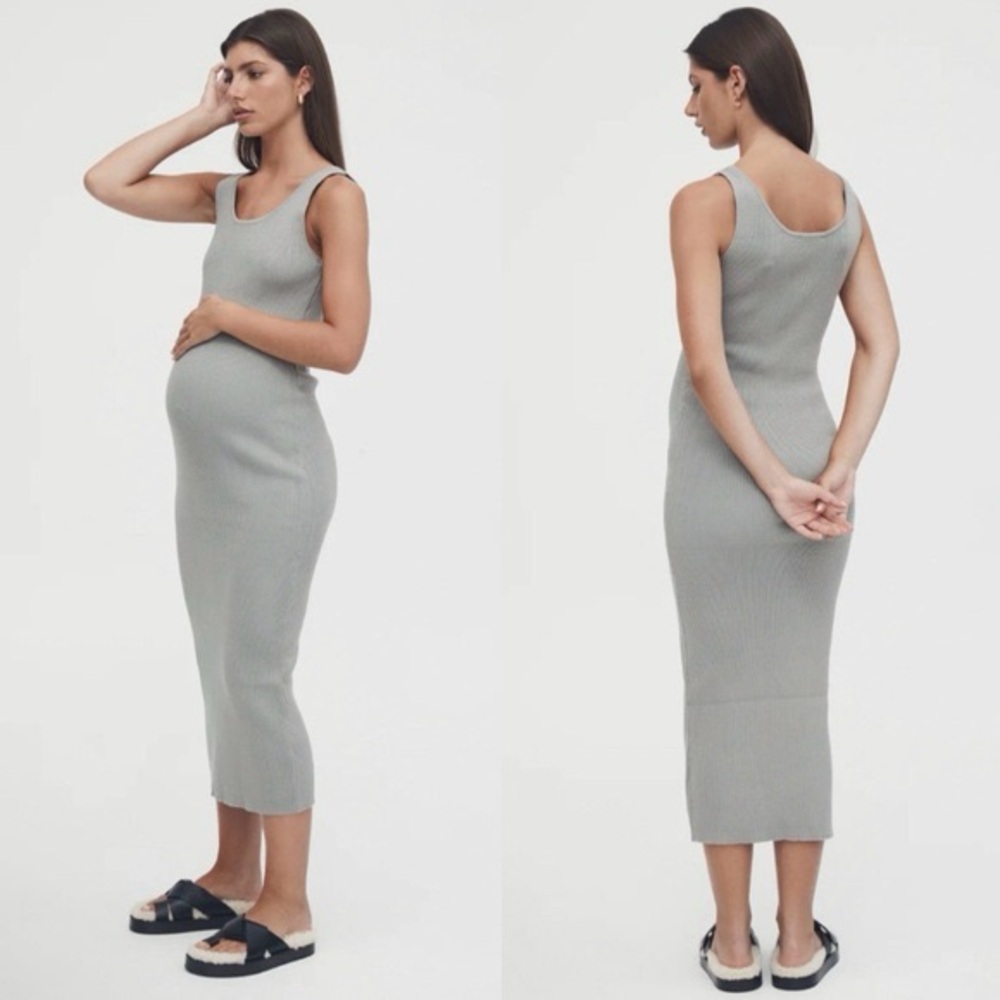 Legoe Heritage Ribbed Maternity Dress - NAVY BLUE